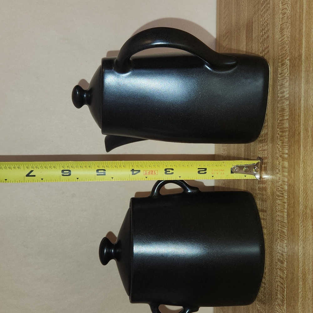Japanese Vintage Black Ceramic Teapot and Sugar Bowl Set - Picture 10 of 10